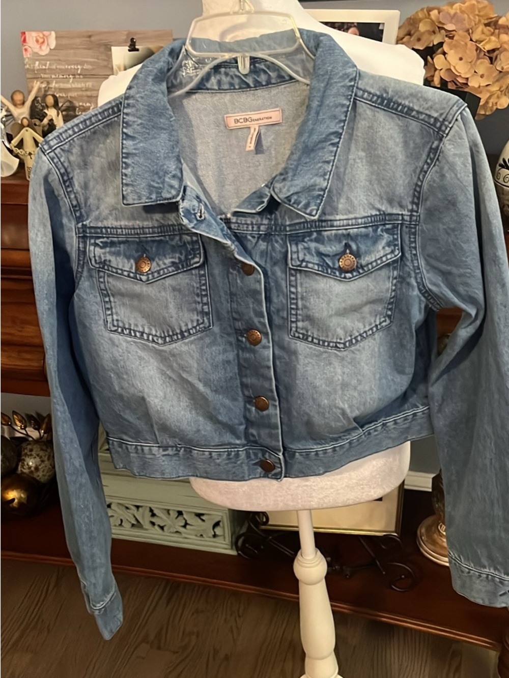 BCBGeneration Faded Blue Denim Shirt Jacket